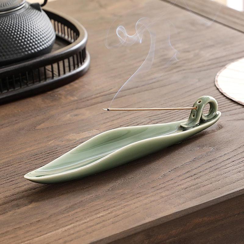 9" Length Incense Stick Holder with 3 Holes, Ceramic Incense Ash Cather for Counters, Meditation Room, Yoga, Home, Office