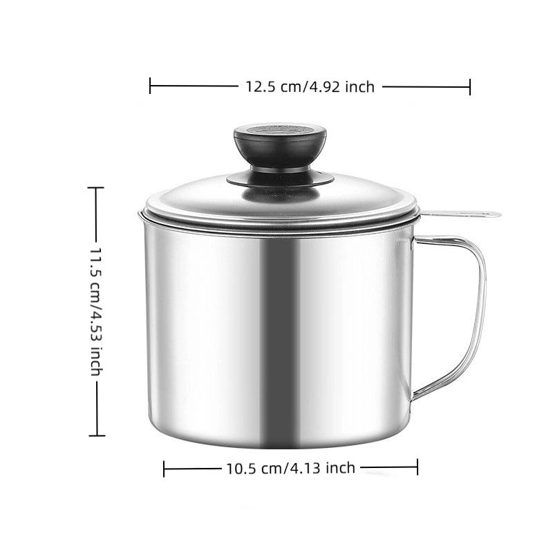 Pot Conteneur Pichet de Rangement en Acier Inoxydable avec Filtre avec Base Pot à Huile de Cuisson pour Outils Ménagers de Cuisine