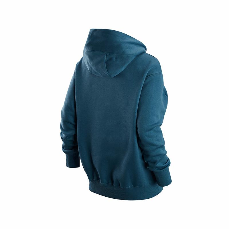 Nike Solid Color Logo Print Drawstring Hoodie Women Hoodies Blue DQ5861-440