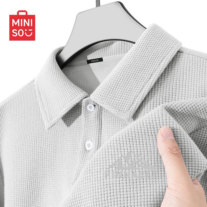 

MINISO Men s Waffle Knit Short Sleeve Polo T-Shirt 2XL