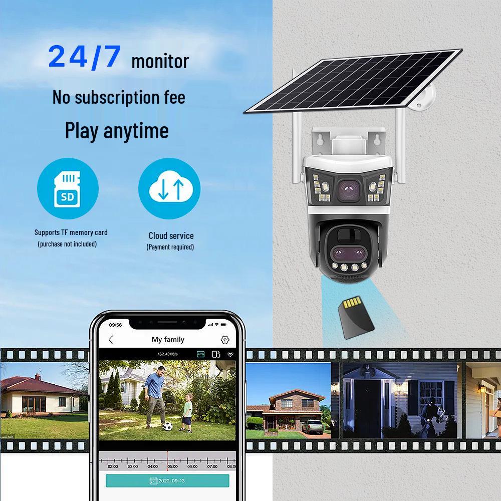 V380 HD Dual Lens 4G Solar Outdoor Waterproof Low Power Camera