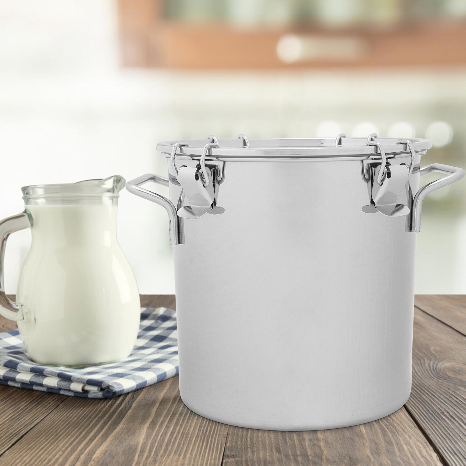 Stainless Steel Sealed Bucket Fryer Oil Grease Container Transport Can Rustic Milk with Lid Storage серебряный