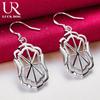 925 Sterling Silver Geometric Pendant Piercing Earrings Fashionable Wedding Jewelry