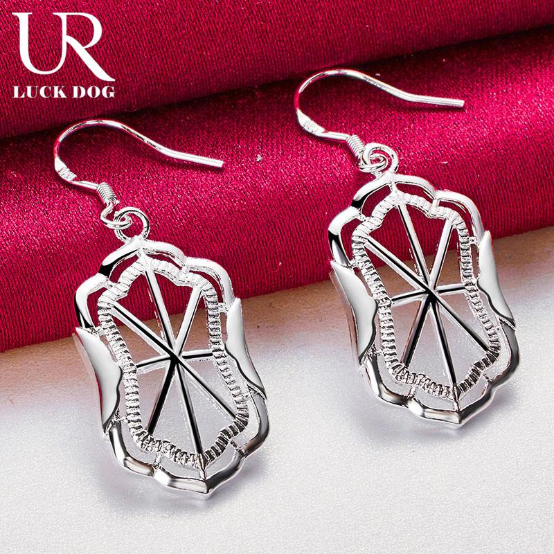 925 Sterling Silver Geometric Pendant Piercing Earrings Fashionable Wedding Jewelry
