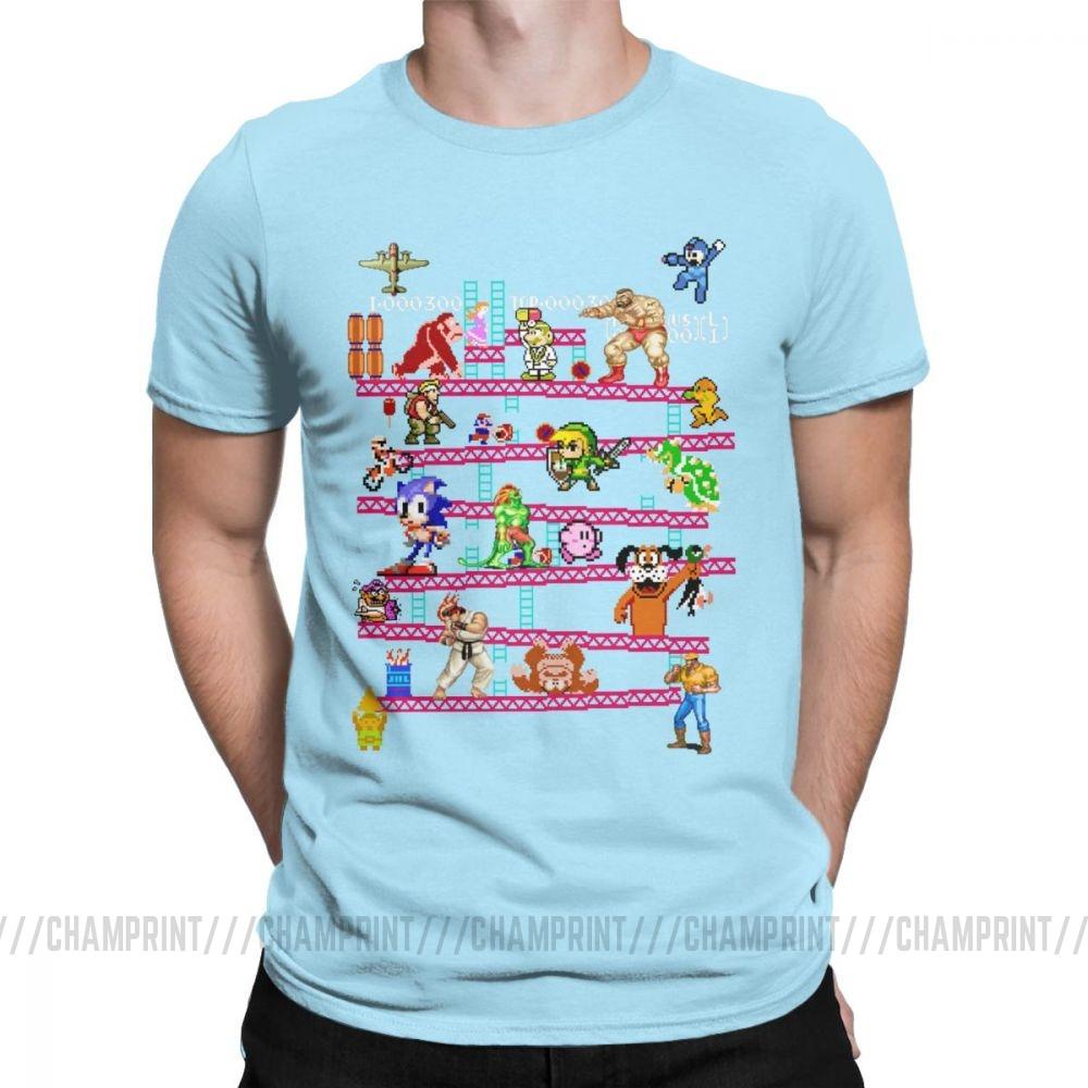Men Arcade Game Collage T Shirts Console Game Vintage Style Tee Shirt Classic La Camiseta