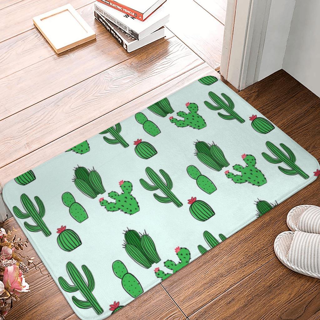 Colorful Cactus Floral Front Door Mat Anti-Slip Indoor Waterproof Cacti Succulents Doormat Garden Garage Entrance Rug Carpet