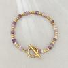 Adjustable Natural Stone Chain Bracelet Bohemian Style Amethysts Spacer Beads Bracelet Malachite Handmade