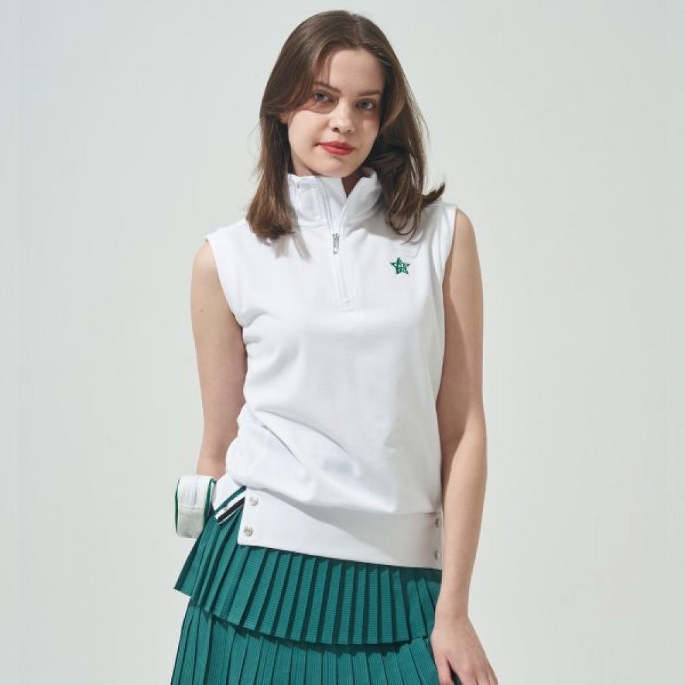 

Blu DoT Sleeveless Half Zip T shirT Plus Wh 090