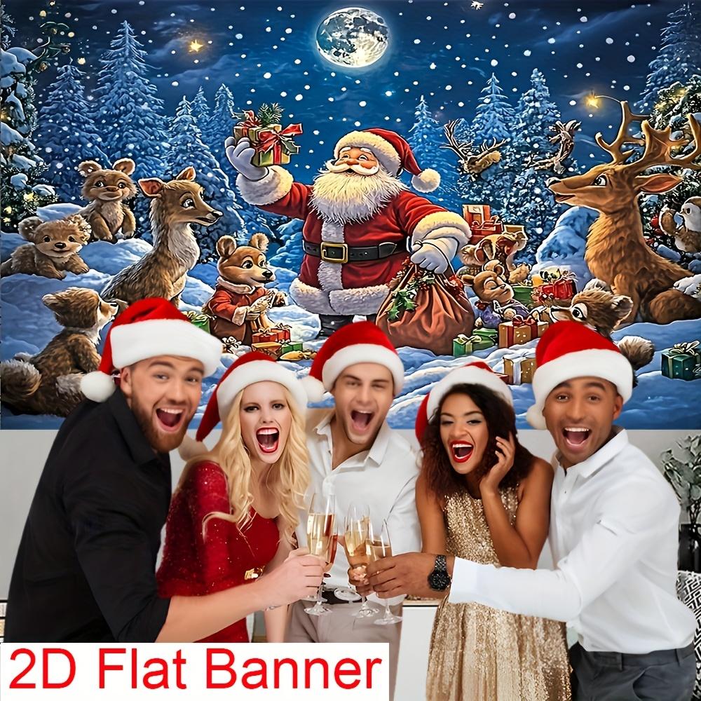 1Pcs Christmas Santa Reindeer Winter Festival Decoration Background Xmas Backdrop Decorations For Photo Studio Photo Booth Party