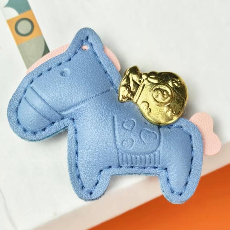 Money soon in the new year, leather bag pendant, cartoon pony keychain pendant, couple love pony accessories 4.5x5cm