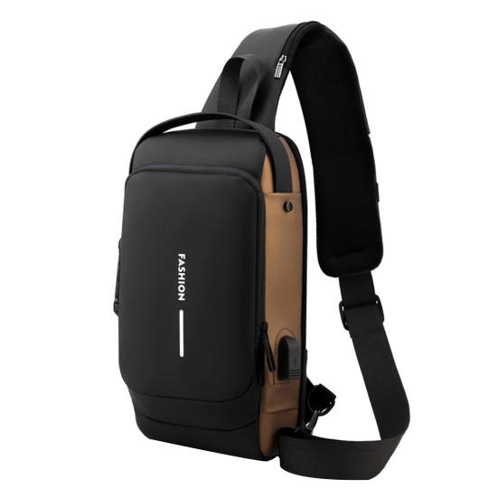 Anti-theft Crossbody Bag Shoulder Backpack with USB Charging Port Waterproof Sports Sling with Lock for Men And Women Travel Camping Daily Use