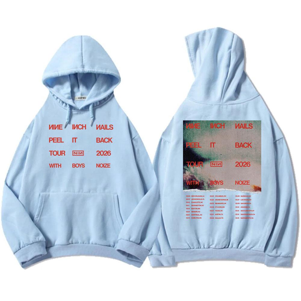 Nine Inch Nails Peel It Back 2026 Tour Hoodies NIN Rock Band Graphic Print Sweatshirts Long Sleeve Winter Hooded Pullovers