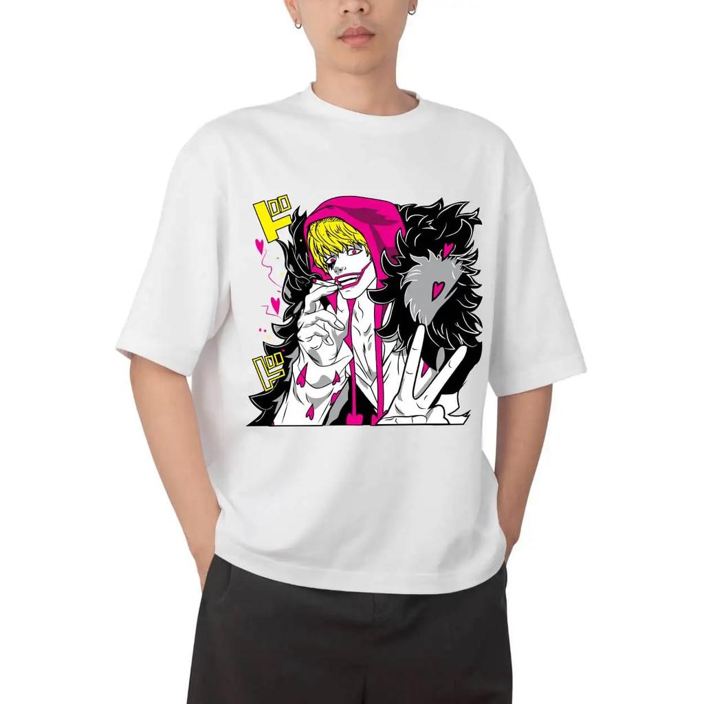 One Piece "Donquixote Rosinante (Corazon)" Anime Black Oversized T-Shirt Streetwear Pop Rock Concert Fan Merch T-Shirt