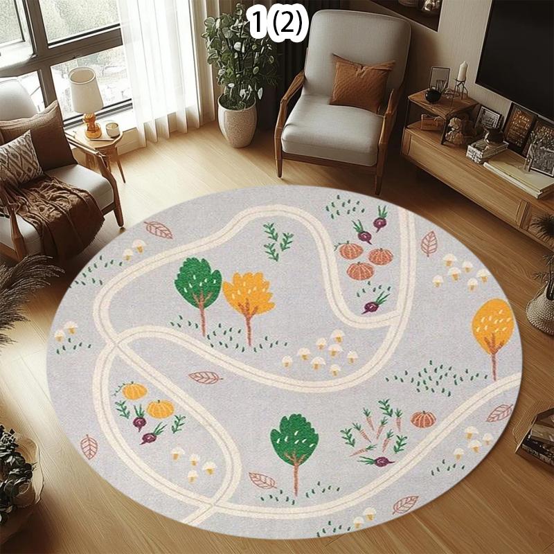 Kids Dinosaur Circular Area Rug Carpet Mat Rug Home Decoration Cartoon Pattern Non Slip Floor Rug for Living Room Bedroom Decor 80cm x 80cm