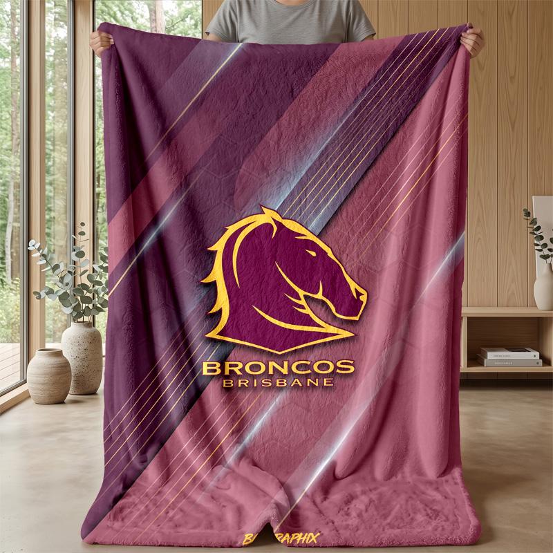 Coperta in Pile Flanella Brisbane Broncos Coperta Calda e Accogliente per Divano Letto Viaggio Uso Stagionale
