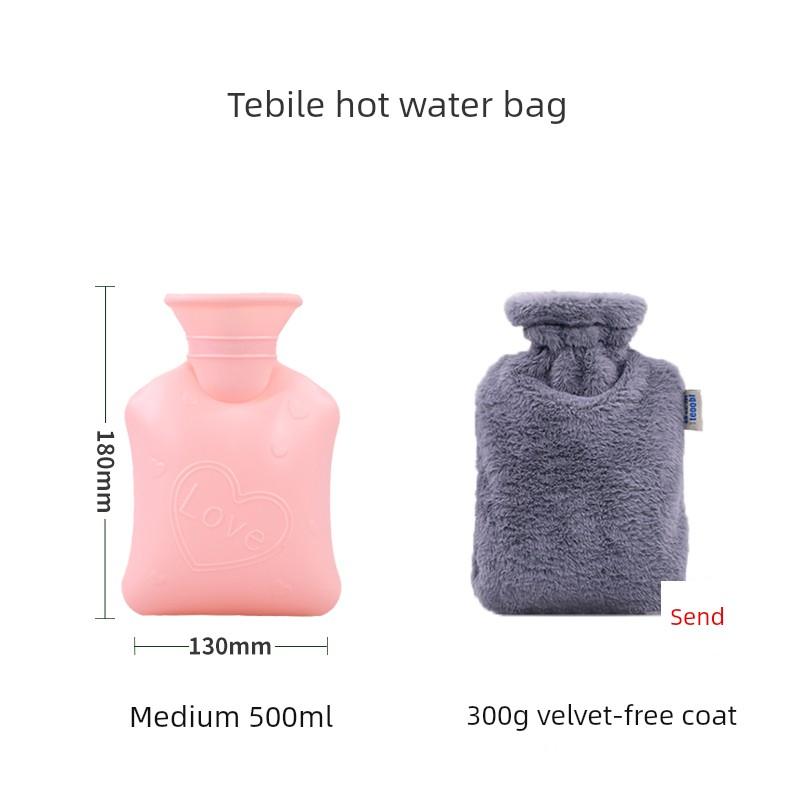 Hot Water Bag Water Injection Type Hand Warmer Winter Warm Water Bag Plush Thickened Explosion-Proof Warm Palace Belly Warming Feet Insulation
