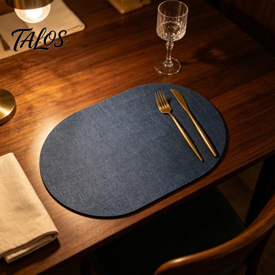 Non-slip Placemats for Dining PU Leather Placemat, Wear-Resistant Heat Resistant Mat, Non-Slip Cutlery Holder Placemat Reusable Coaster, Home Kitchen