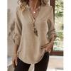 Women's Spring and Summer Loose Solid Color V-neck Commuter Shirt