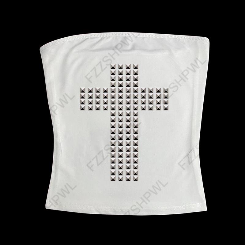 VAYLA Gothic Punk Rock Hip Hop Damska koszulka z krótkim rękawem Seksowna, dopasowana, szykowna, swobodna, podstawowa, metaliczna, dekoracyjna, krótka bluzka Y2K Emo Girl Clothes