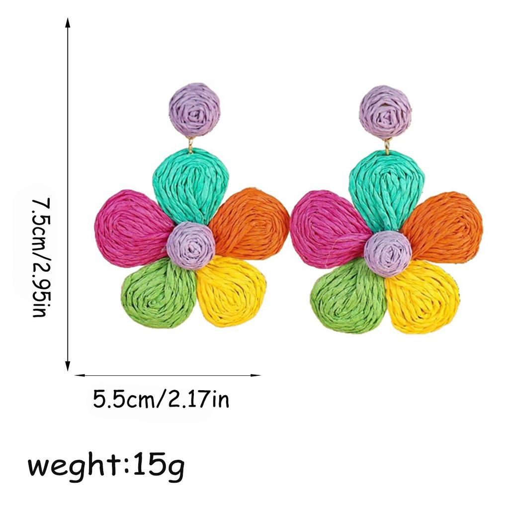 Weaving Flower Earrings For Women, Niche Flower Petals Bohemian Vacation Style Jewelry Gift