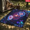 Galaxy Floral Area Rug, Psychedelic Space Flower Carpet for Living Room, Non-slip Starry Sky Floor Mat for Bedroom Home Decor