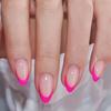 24Pz Unghie Finte Mandorla Corte con Disegno a Linea Unghie Finte Rosse Semplici Unghie Press-on Moda Indossabili Tips per Nail Art Full Cover