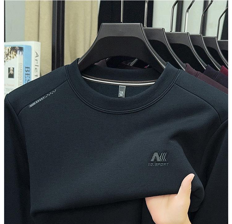 Men's Fleece-Lined Long Sleeve Wool Sweater - Casual Loose Fit, Autumn/Winter Style