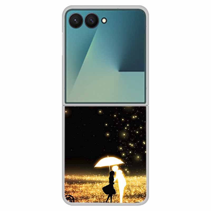 For Samsung Z Flip7 Flowers Case Transparent Hard PC Plastic Cover Shockproof Coque for Funda Samsung Galaxy Z Flip 7 5G Zflip7
