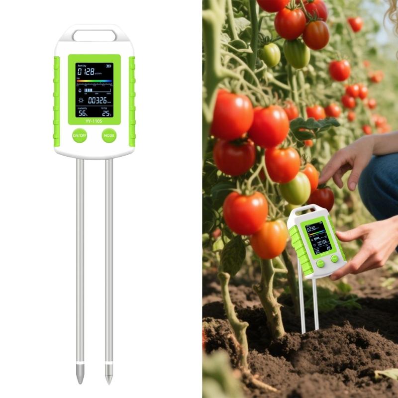 6 In 1 Soil Testing Meter Set Measure Humidity Acidity Sunlight And Heat For Gardening Farm And Greenhouse Indoor Plant