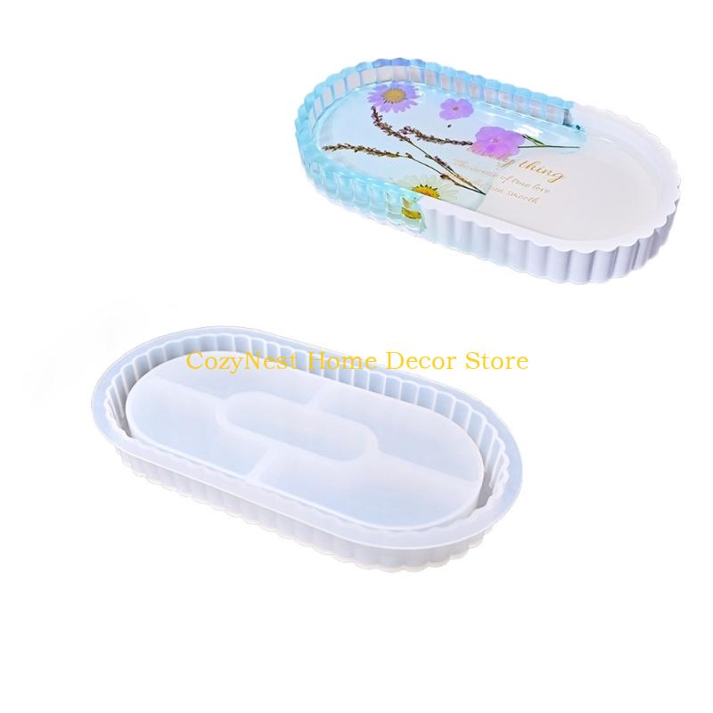 92MF Oval/Round Resin Tray Molds for Epoxy Resin Holder Decoration Resin Tray Molds for Jewelry Storage Tray