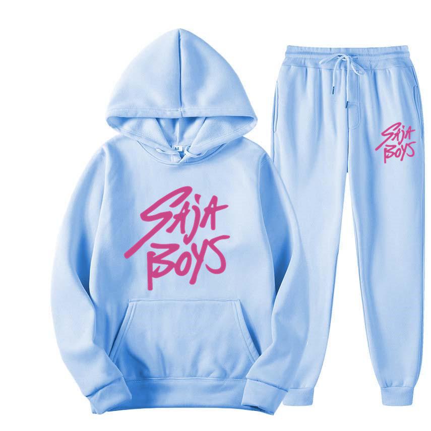New Saja Boys Sweater Two-piece Men's and Women's Fleece Hoodie Set