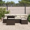 Ensemble de Canapé de Jardin 6 Pièces avec Coussins Marron Poly Rattan, Canapé de Jardin 2 Places avec Rangement et Coussins 3357561