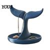 Fine Workmanship Jewelry Case 3D Printed Whale Tail Organizer, Earring Necklace Display Stand with Ring Organizer Compartments Tray, Creative Desktop