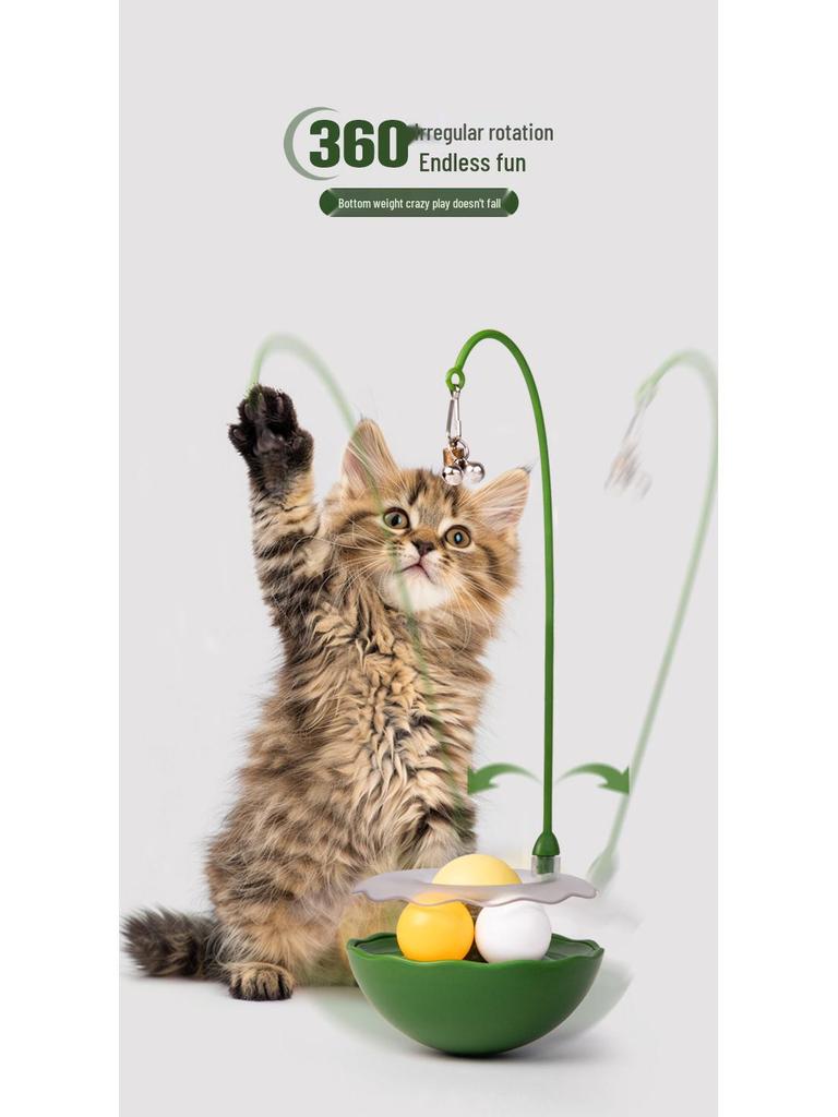 Cat Teaser Stick & Tumbler Toy: Gall Fruit Turntable for Boredom Relief, Bite-Resistant Kitten Play.