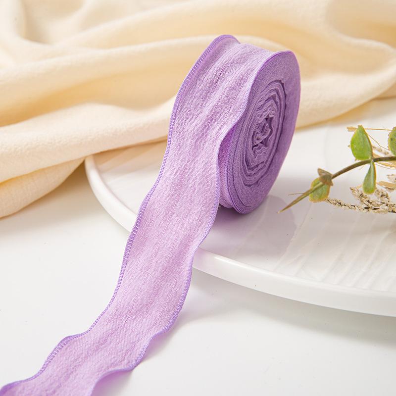 10 Yards Wrinkled Lace Edge Ribbons Flower Packing DIY Bow Hair Accessories Handmade Decoration Fabric Silk Ribbon