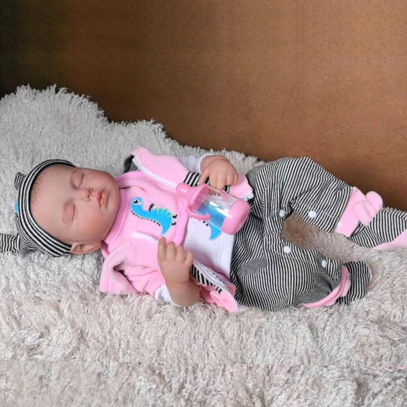 19 Zoll Bebe Reborn Puppen Silikon Vollkörper Realistische Schlafende Puppe Babyspielzeug für Mädchen Kindertag Geburtstagsgeschenke