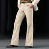 Vintage Men's Bell-Bottom Solid Color Flared Trousers Spring Autumn Casual Pleated Suit Pants Men Stylish Slim Elastic Trousers