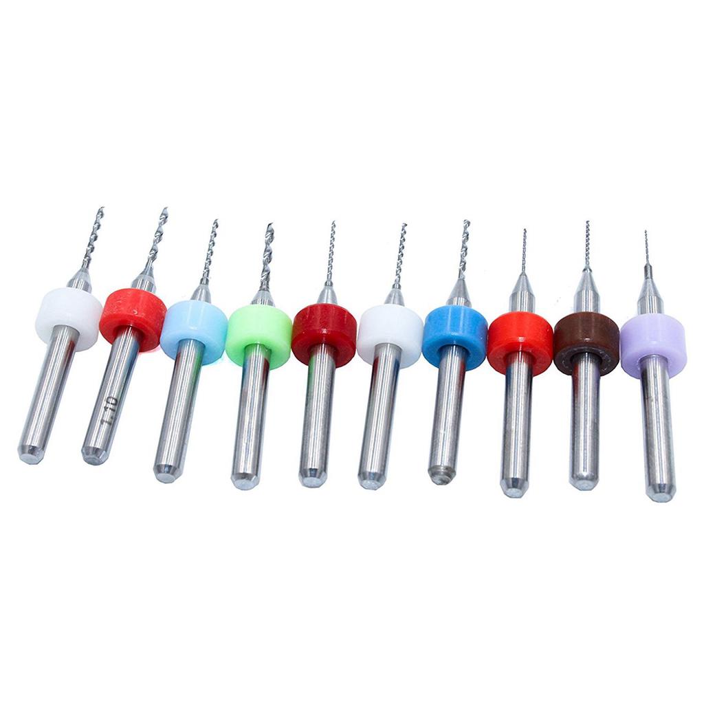 10pcs 0.4mm Tip Spiral Flute Tungsten Carbide Micro PCB Drill Bits