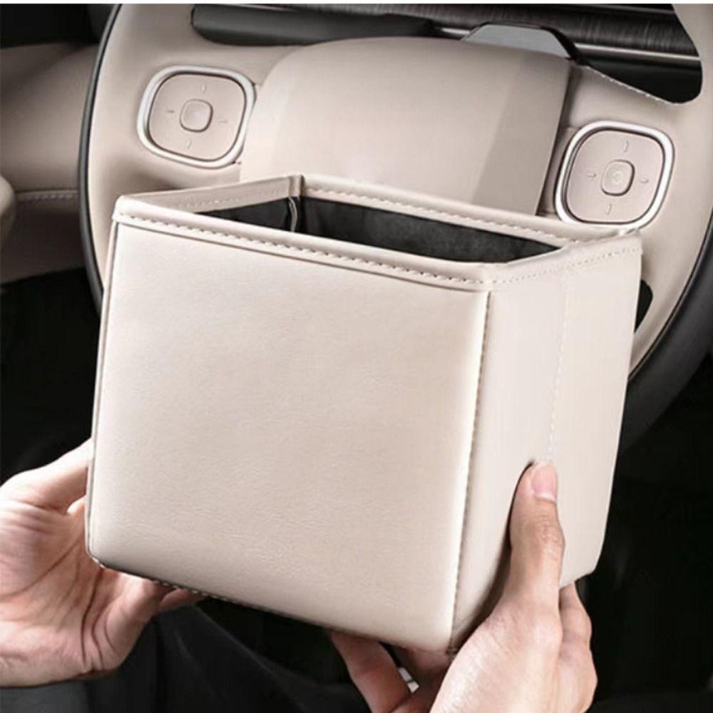 Faux Leather Car Garbage Cans Waterproof Vehicle Trash Can Durable Car Trash Bin  Automotive