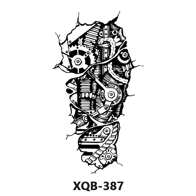Waterproof Black & White Tiger/Wolf Transfer Sticker for Full/Half Arm - Long-lasting Tattoo for Men & Women