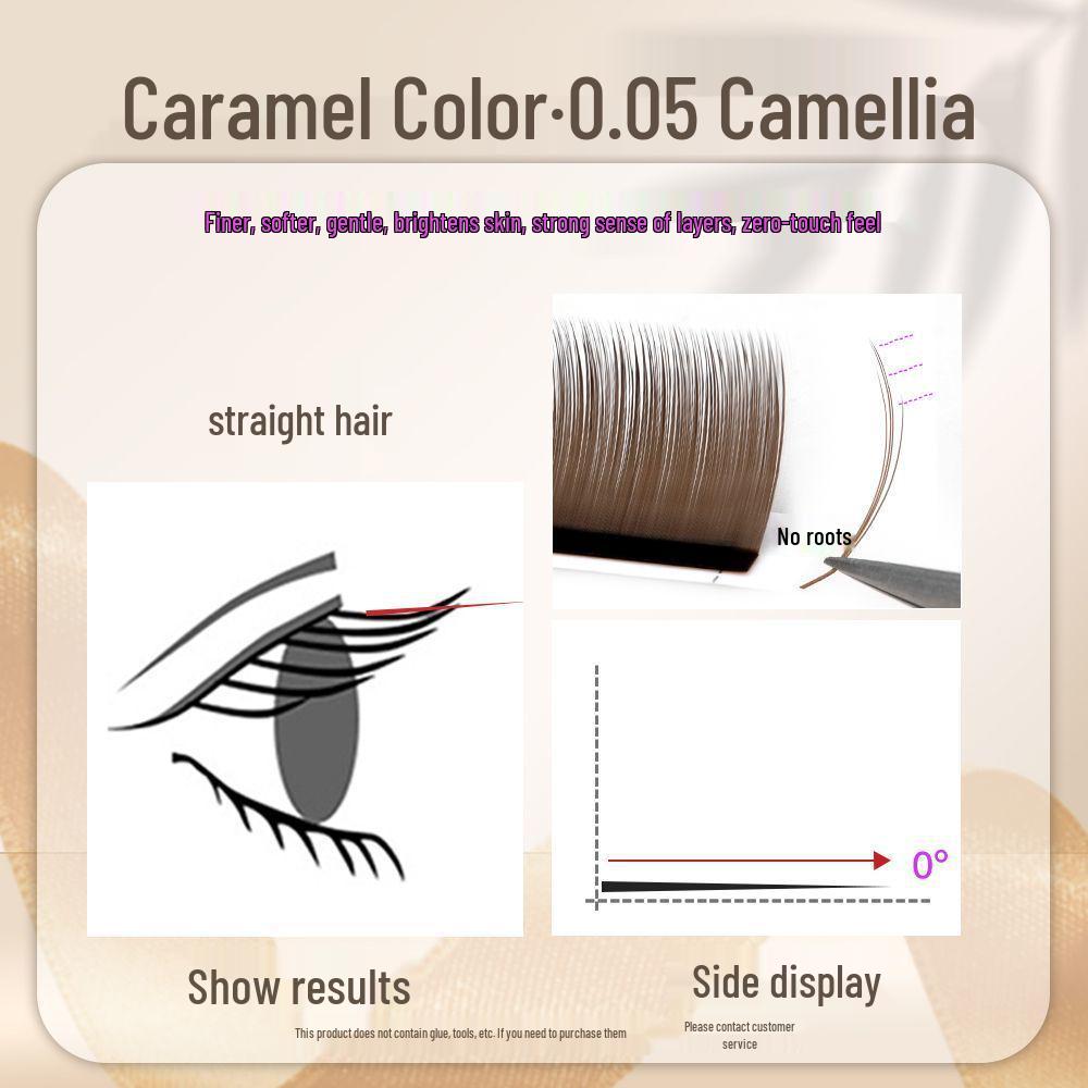 0.05 Caramel Brown Fox-like Eyelash Extensions - Matte, Soft, No-Root Shedding, Chinese-Style, Salon-Quality Camellia Lash