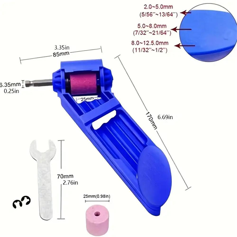 1 Stück Tragbarer Bohrer-Schärfer mit Schleifscheibe zum schnellen und einfachen Schärfen von Nagelbohrern, scharf und einsatzbereit