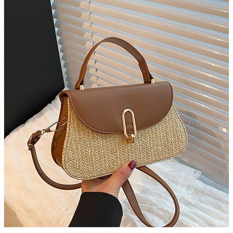 

Летняя плетёная сумка новой текстуры в иностранном стиле, простая, большой вместимости, трендовая, на одно плечо, кроссбоди, портативная, женская хаки