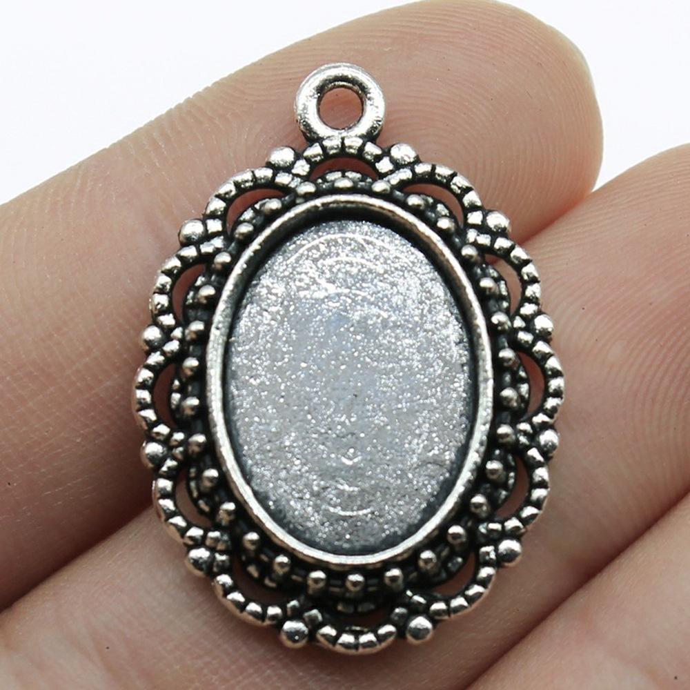 10pcs Fit 13x18mm Oval Glass Cabochon DIY Oval Cameo Cabochon Pendant Base Setting For DIY Jewelry Making