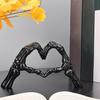 Skeleton Hands Heart Sculpture Gothic Love Gesture Statue Resin Heart Shape Skeleton Finger Gesture Figurine for Halloween Home Decor Gift