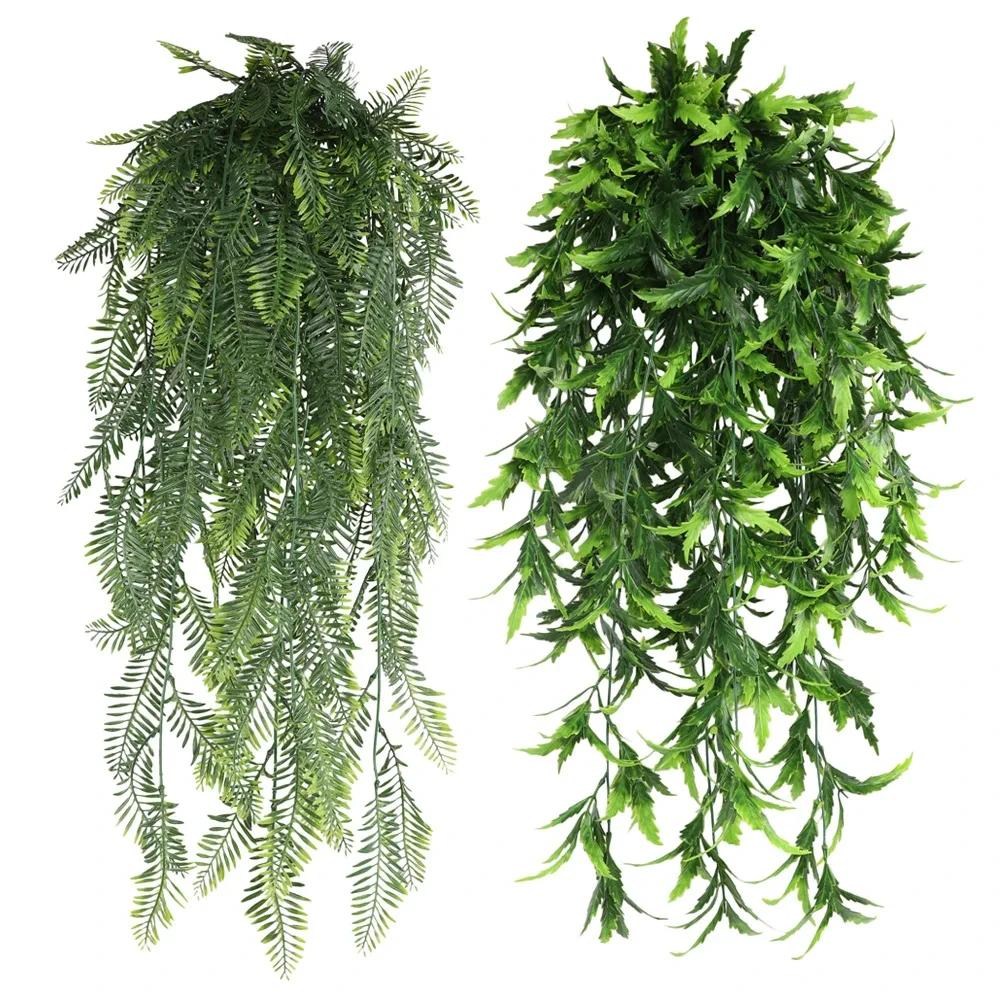 80cm Persian Fern Leaves Vines Home Room Decor Hanging Artificial Plant Plastic Leaf Grass Wedding Party Wall Balcony Decoration