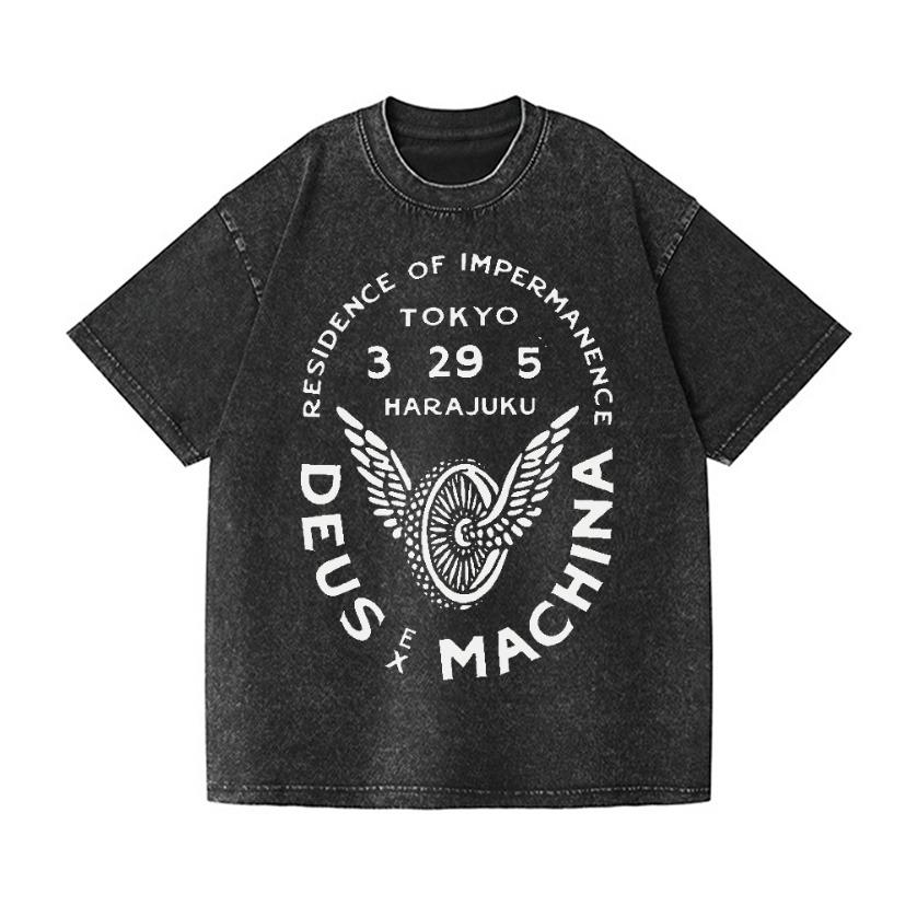 

Vintage Wash Japanese Design T-Shirt Korean Fashion Graphic Printed Short Sleeve Loose Tees Harajuku Oversized Tunics 3XL