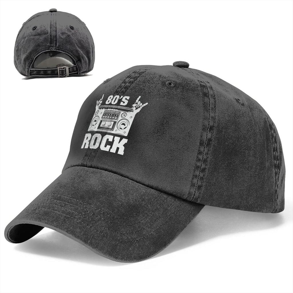 80s Rock Boombox Graphic Baseball Cap Adult Distressed Denim Casual Adjustable Dad Hat