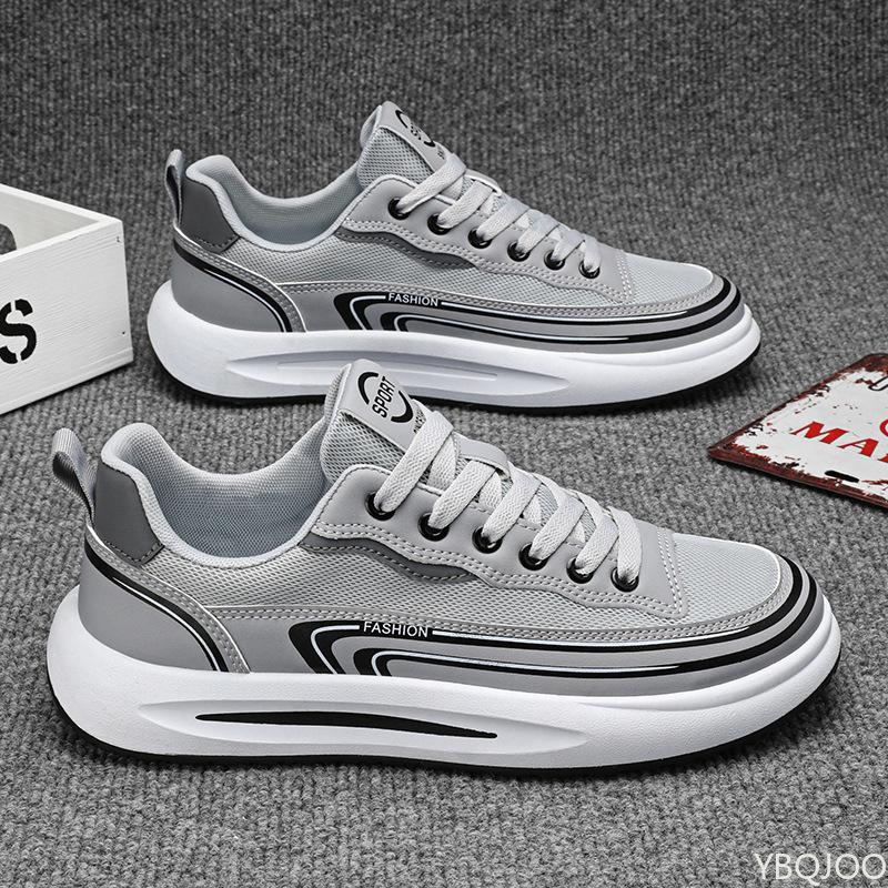 Schnürschuhe Rutschfeste Sneaker Sommer Herren Freizeitschuhe Reine Farbe Atmungsaktives Mesh Outdoor Leichte Sportschuhe