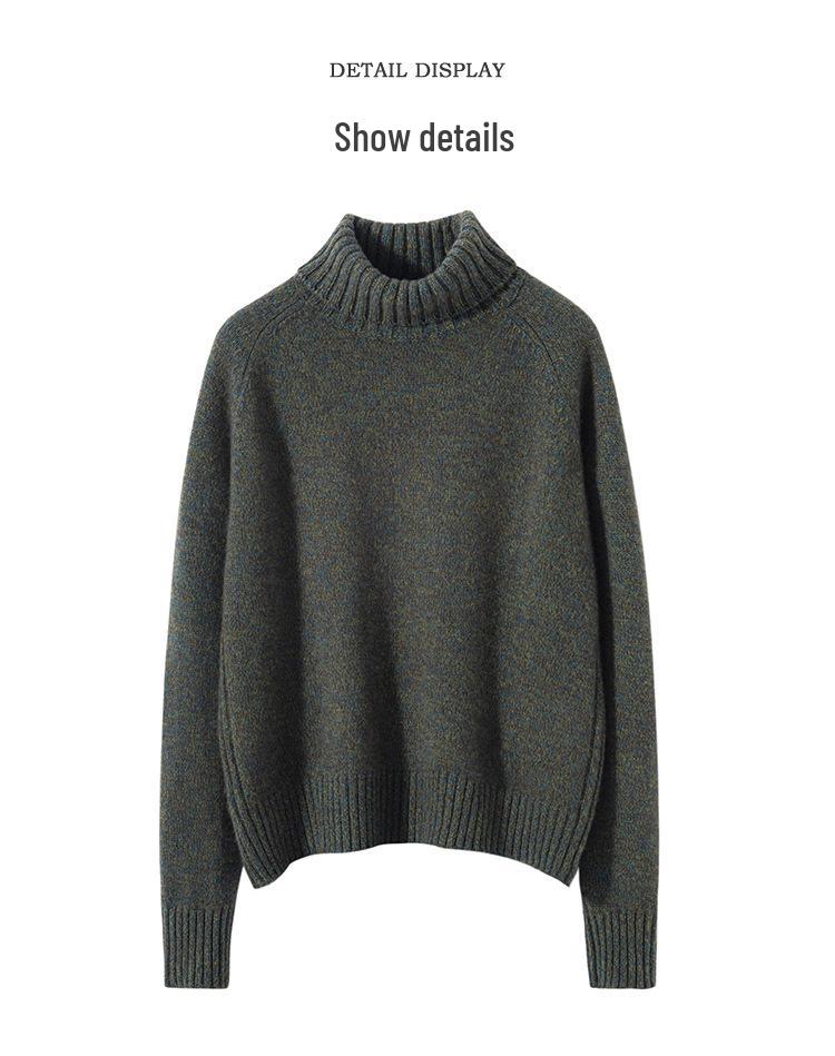 Women's Thickened Cashmere Sweater: High Neck, Loose Fit for Autumn & Winter, Warm Base Layer, Casual Knitwear